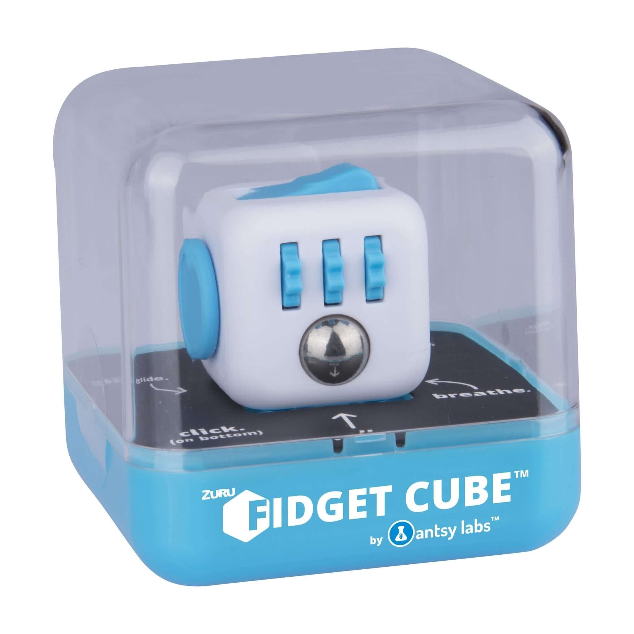 Zuru Fidget Cube by Antsy Labs - Custom Series (Solid Blue Switch) Clear  Fidget Cube with Blue Accents